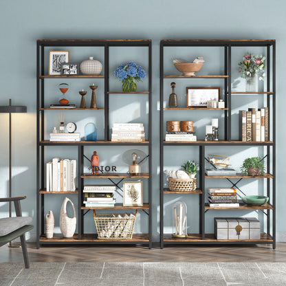 MonoWood 79 Inches Bookcase with Open Shelves, 9-Tier Industrial Bookshelf, 10 Cubes Etagere Storage Shelves Display Shelf
