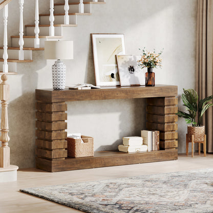 MonoWood 70.8-Inch Long Console Table, Wood Entryway Table with Storage, Narrow Sofa Table Couch Table for Living Room