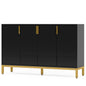 MonoWood Modern Storage Cabinet, 59 Inch Console Cabinet Sideboard Buffet Cabinet with 4 Doors & Gold Metal Base