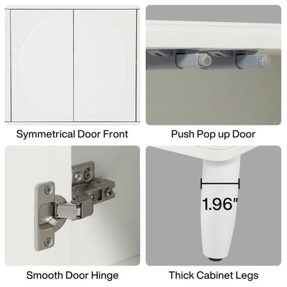 MonoWood Buffet Cabinet Sideboard with Storage, 59.4-Inch White Storage Cabinet Modern Sideboard Buffet Table with Doors
