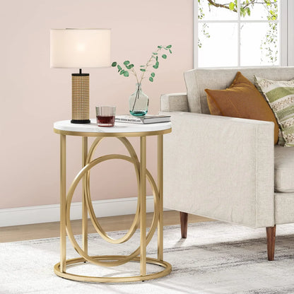 MonoWood Round End Table, 20” Sofa Side Coffee Cocktail Table