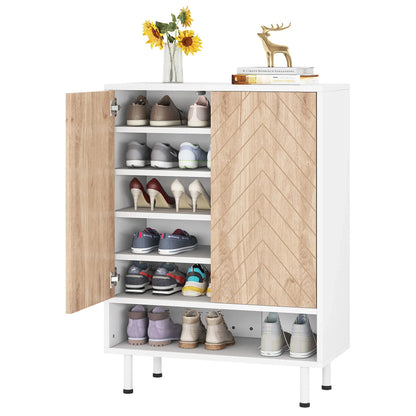 MonoWood Shoe Cabinet 18 Pair Shoe Rack Organizer Cabinet with Door Living Room Furniture