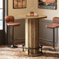 MonoWood Round Bar Table, 39.4" H Wood Bistro Pub Table with Metal Ring Footrest for Dining Coffee Cocktail Living Room