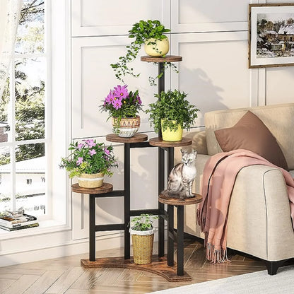 MonoWood Corner Plant Stand Indoor, 6 Tiered Plant Shelf Flower Stand, Tall Multiple Potted Plant Holder