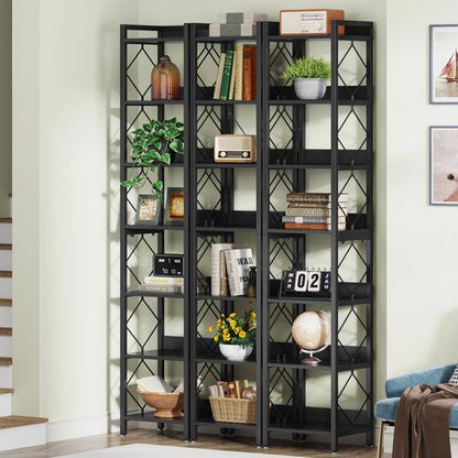 MonoWood 78.7 Inch Extra Tall Narrow Bookshelf, 7 Tier Skinny Bookcase for Small Spaces, Freestanding Display Shelves