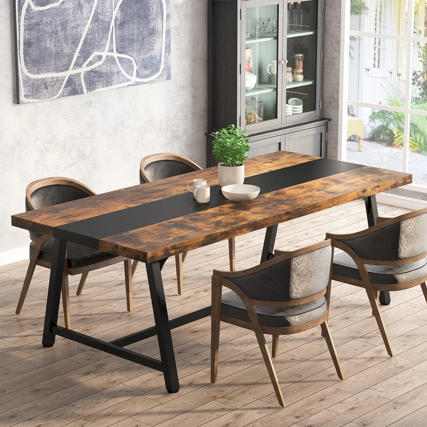 MonoWood Dining Table for 8 People, 70.87" Rectangular Wood Kitchen Table