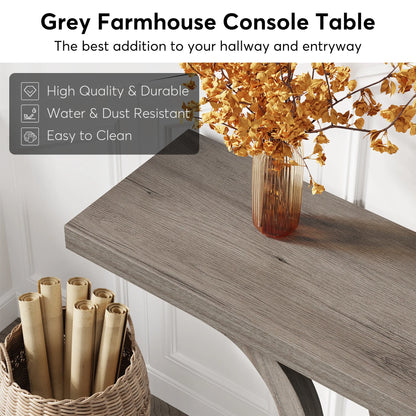 MonoWood Farmhouse Console Table, 55 Inch Wood Sofa Table Entryway Table, Industrial Rustic Narrow Hallway Tables