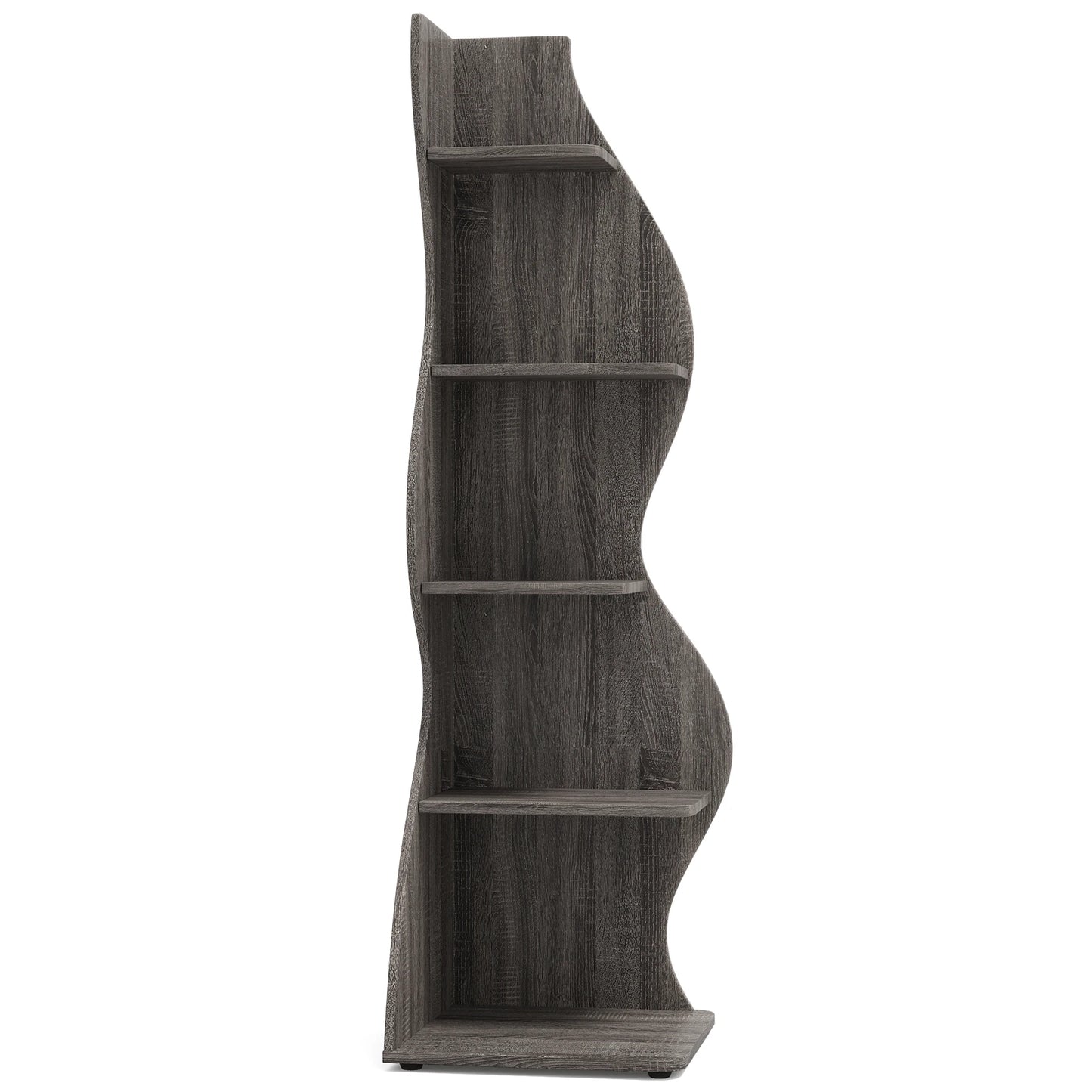 MonoWood Corner Shelf, Modern 5-Tier Wall Corner Bookshelf, Stylish Corner Small Bookcase Storage Rack Plant Stand
