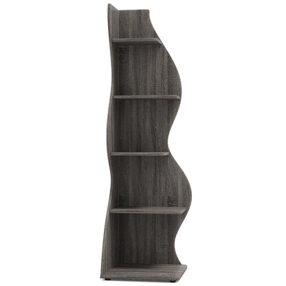MonoWood Corner Shelf, Modern 5-Tier Wall Corner Bookshelf, Stylish Corner Small Bookcase Storage Rack Plant Stand