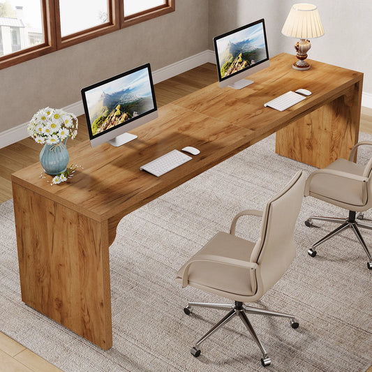 MonoWood 78.7 Inches Long Computer Desk, Wooden Extra Long Desk Double Desk Workstation, 2 Person Desk for Home Office