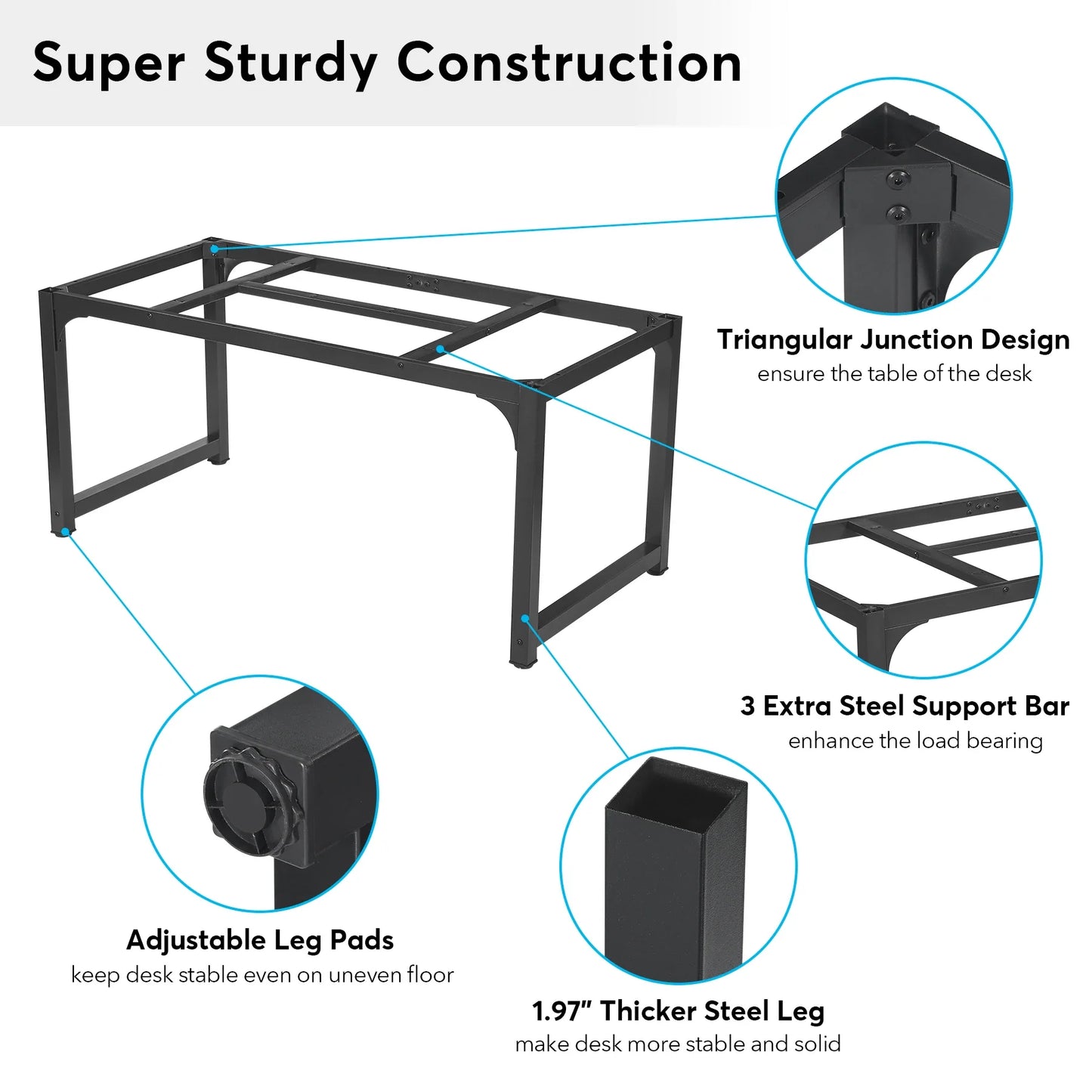 MonoWood Large Office Desk Computer Table Study Writing Desk Workstation for Home Office Modern Computer Desk