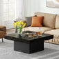 MonoWood Square LED Coffee Table Grey and White Engineered Wood Coffee Table Low Coffee Table for Living Room