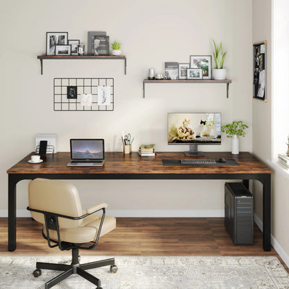 MonoWood 78.7 Inches Extra Long Computer Desk 2 Person Desk, Double Long Desk, Workstaion for Home Office