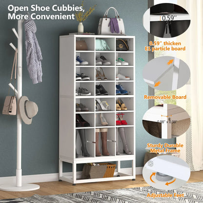 MonoWood Wooden Shoe Cabinet 8-Tier Display Shelf Rack Stand White Wood Cube Shelf
