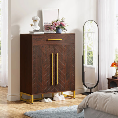 MonoWood Shoe Cabinet with Doors, 20 Pairs Shoe Storage with Drawer for Entryway, Modern Shoe Rack Organizer with Shelves