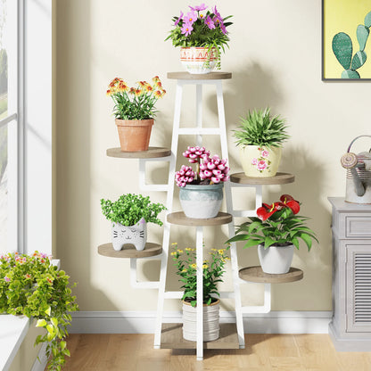 MonoWood 7 Tier Plant Stand Indoor, Tall Plant Shelf for Multiple Plants, Wooden Corner Plant Pots Holder Rack Flower Stand