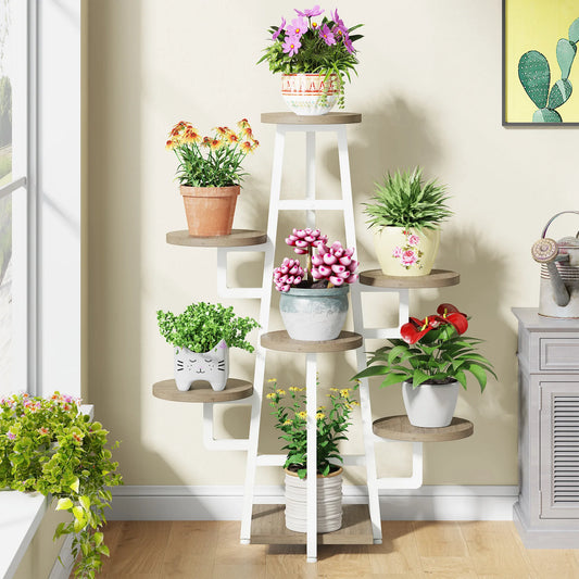 MonoWood 7 Tier Plant Stand Indoor, Tall Plant Shelf for Multiple Plants, Wooden Corner Plant Pots Holder Rack Flower Stand
