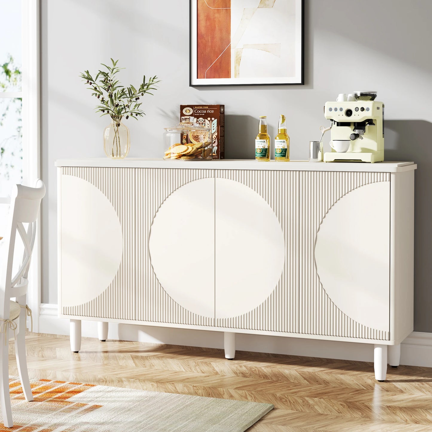 MonoWood Buffet Cabinet Sideboard with Storage, Modern Storage Cabinet Sideboard Buffet Table with Doors for Living Room