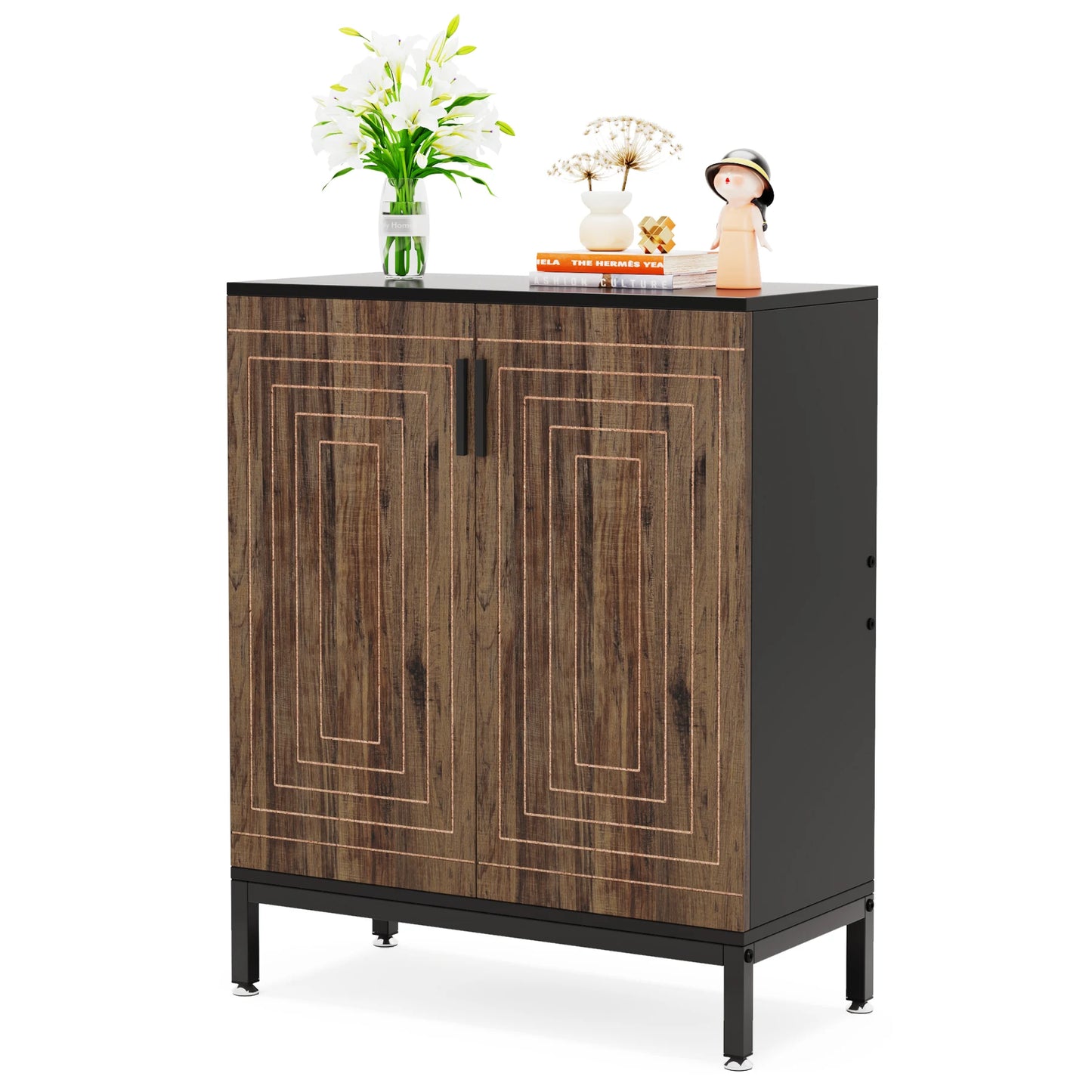 MonoWood WAY TO ORIGIN Shoe Cabinet, 20 Pairs Modern Shoe Storage Cabinet with Doors, 6-Tier Freestanding Shoe Organizer Rack