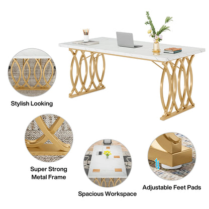 MonoWood Executive Desk, 63" W Large Computer Desk, Modern Office Desk Conference Table Meeting Room Table, Business Furniture