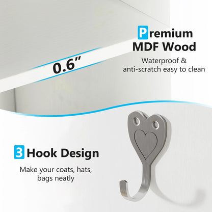 MonoWood Shoe Cabinet, 24 Pair Freestanding Shoe Rack Storage Organizer with Side Hooks, Shoe Storage Cabinet with Shelves