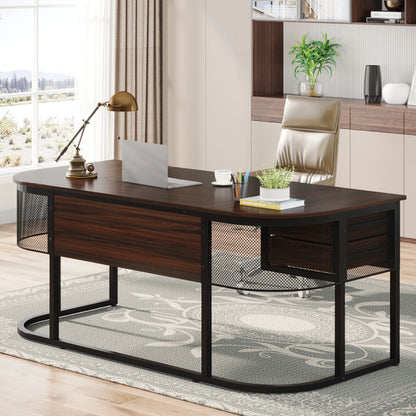MonoWood 63-Inch Executive Desk with 4 Drawers, Large Office Desk Computer Desk, Business Furniture Desk Workstation