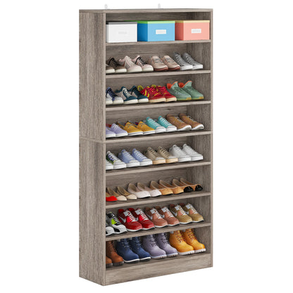 MonoWood Tall Shoe Cabinet, 9 Tiers 40-45 Pairs Heavy Duty Wood Freestanding Shoe Storage Cabinet