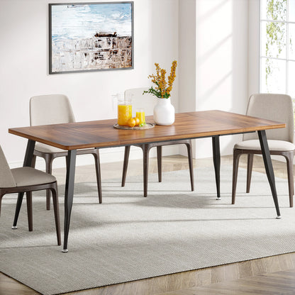 MonoWood Dining Table180x80x75cm, Spacious Rustic Industrial Table for 6-8 People, Sturdy Metal Legs & Modern Faux Wood