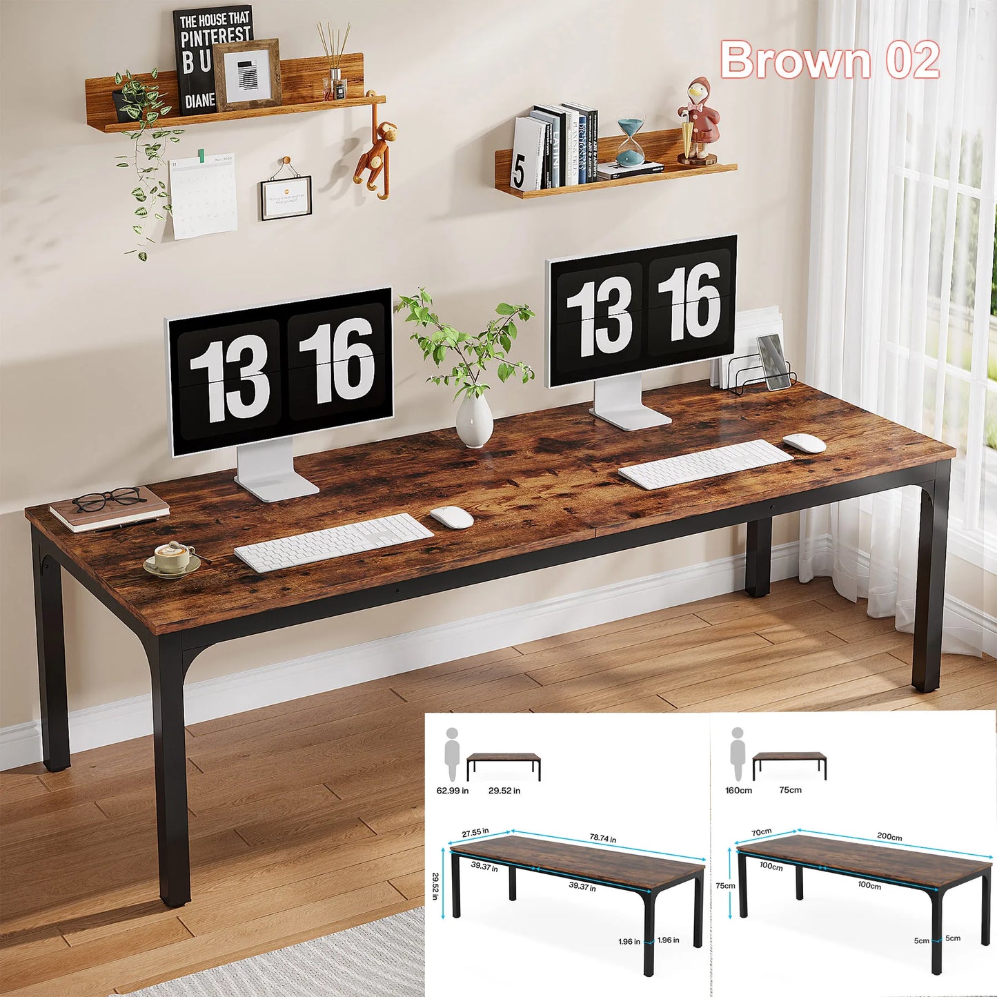 MonoWood 2-Person Home Office Desk,78.7-Inch Extra Long Desk,Large Double Computer Desk for Home Office, Work Desk