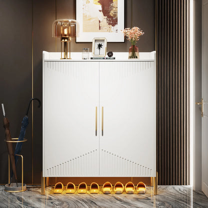 MonoWood Large Shoe Cabinet, 30 Pairs Entryway Shoe Storage Cabinet with Doors and Shelves, 6-Tier Modern Shoes Rack Organizer