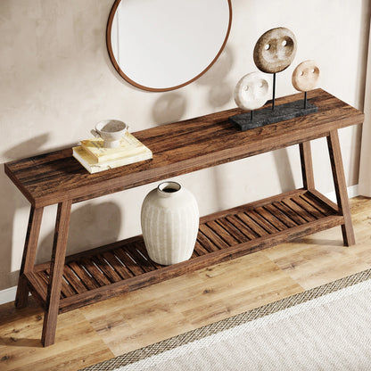 MonoWood Farmhouse Console Entryway Table: 70.9 Inches All Wood Console Table for Entrance, Narrow Long Behind Sofa Table
