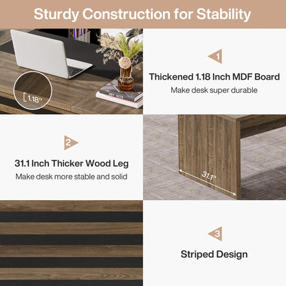 MonoWood 62.2" Executive Desk with Mobile File Cabinet, L-Shaped Office Desk with Storage Shelves, Large Computer Desk