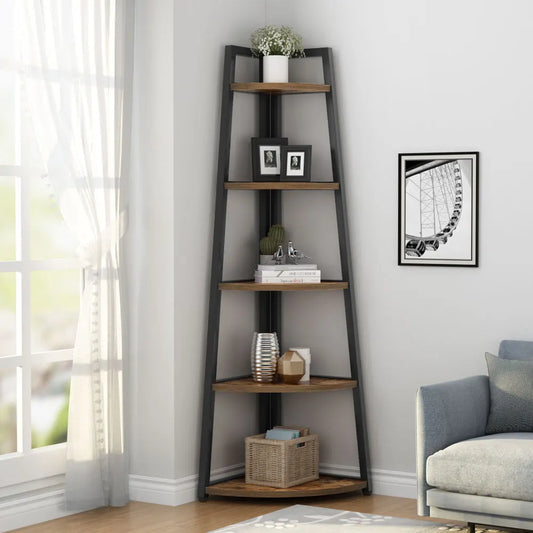 MonoWood Bookcase Corner Book Shelf Rack Wood Bookshelf Storage Shelves