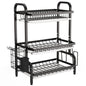 Drying Rack, Metal 3-Tier Large Capacity Dish Rack with Utensil Holder, Cutting Board Holder, Drain Board Tray for Kitchen