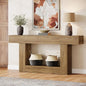 MonoWood 63" Console Table, Farmhouse 2-Tier Entryway Table with U-Shaped Base, Narrow Long Wood Sofa Table Behind Couch Table