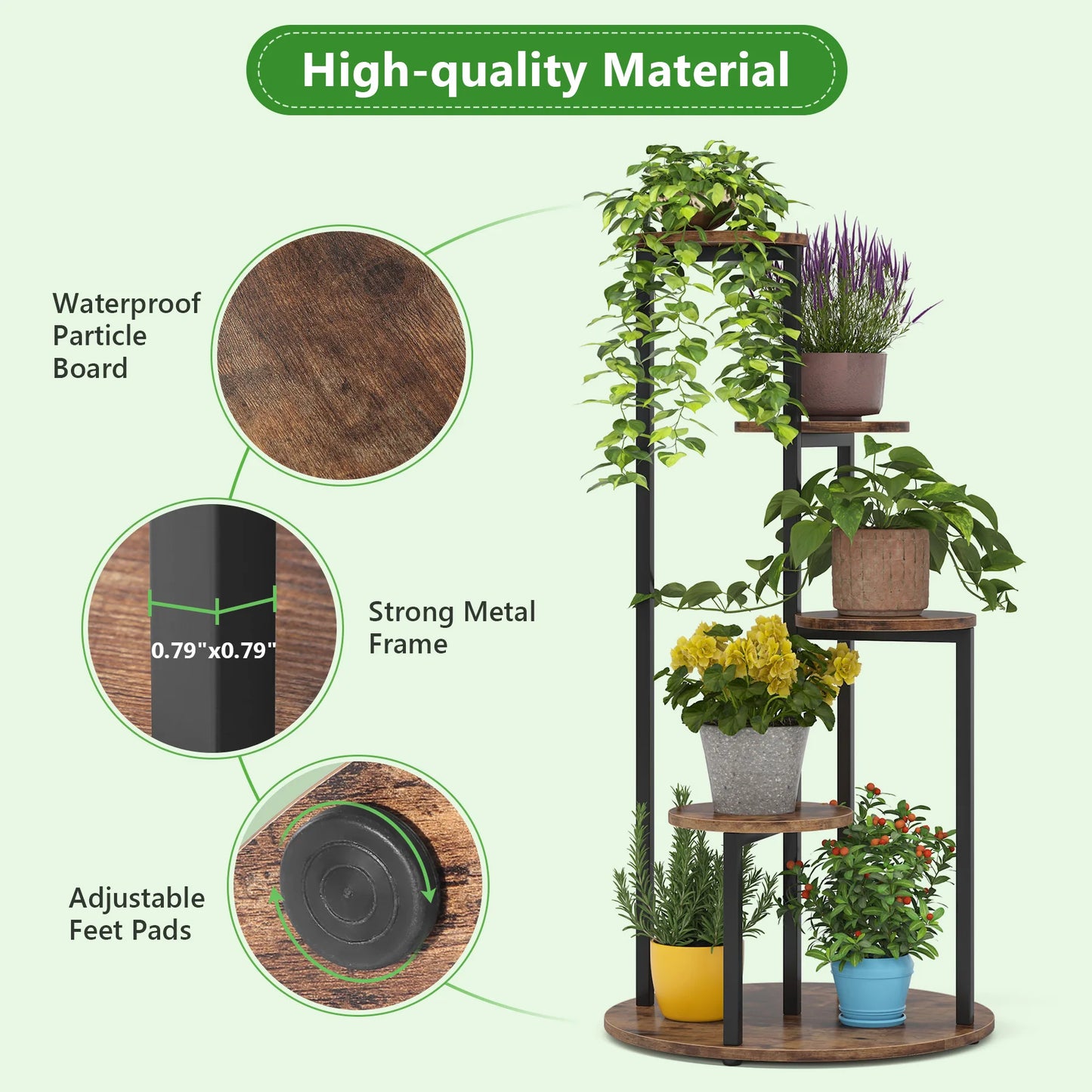 MonoWood Corner Plant Stand Indoor, 4-Tier Tall Plant Shelf Holders for Multiple Potted Plants, Wood Flower Pot Stands