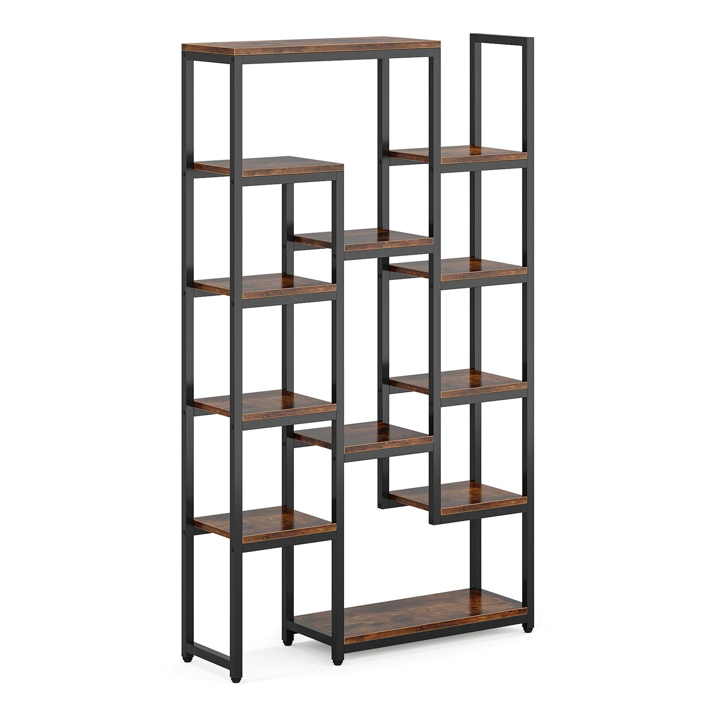 MonoWood  6-Tier Bookshelf 70.9 inch Tall Bookcase, Vintage Industrial 12-Shelf Display Shelves Book Storage Organizer