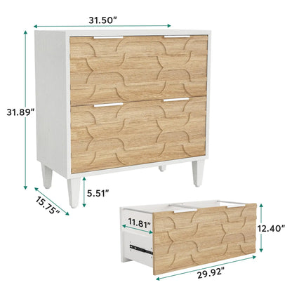 MonoWood 2-Drawer File Cabinet, Lateral Filing Cabinet for A4/Letter/Legal Size, Office Storage Cabinet, Printer Stand with St