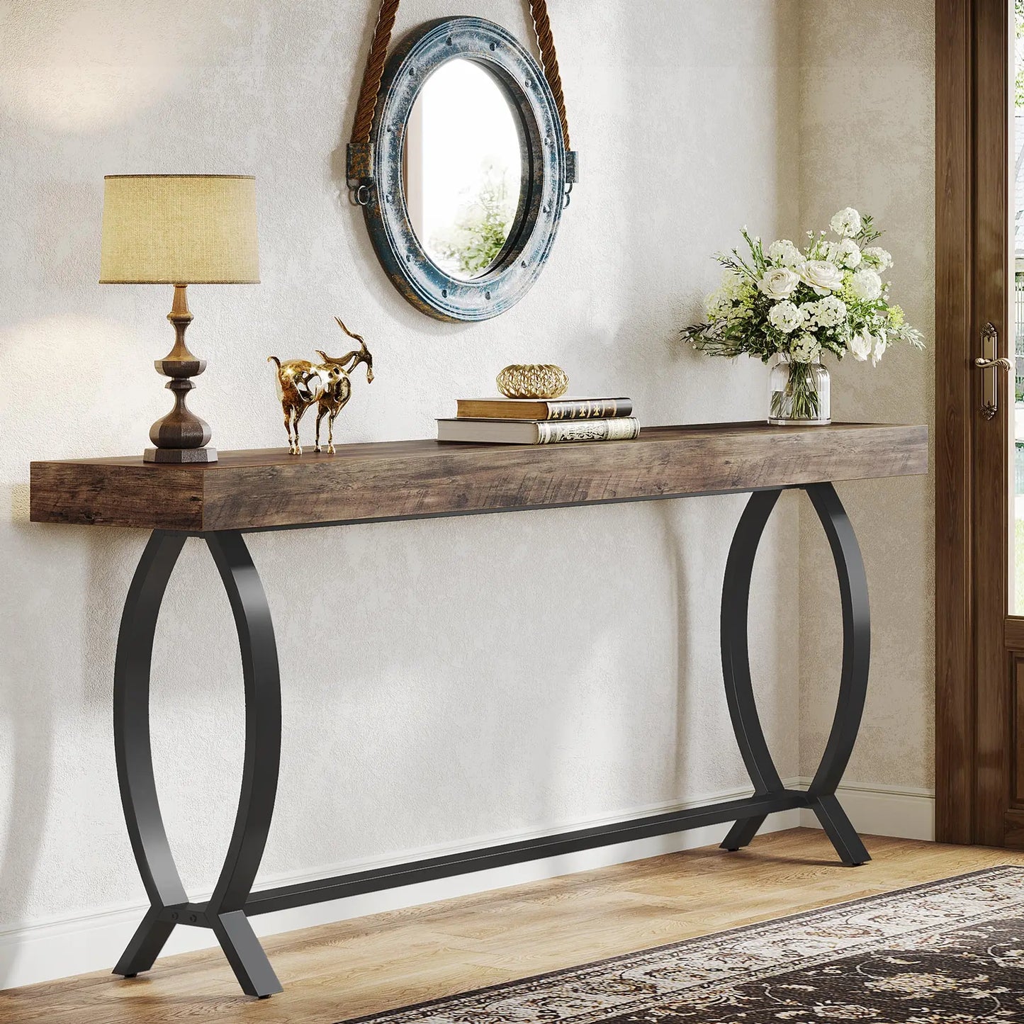 MonoWood Console Foyer Table for Entryway: 70.87-Inch Narrow Long Entryway Entry Table, Farmhouse Sofa Table Behind Couch
