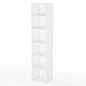 MonoWood 70.9 Inch Tall Narrow Bookcase, Modern White Corner Bookcase with Storage, 6 Tier Cube Display Shelves