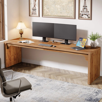 MonoWood 78.7 Inches Long Computer Desk, Wooden Extra Long Desk Double Desk Workstation, 2 Person Desk for Home Office