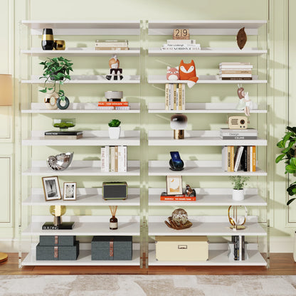MonoWood 8-Tier Acrylic Bookshelf, Modern Bookcase with Wood Shelves, 63" Display Storage Rack for Living Room, Bedroom