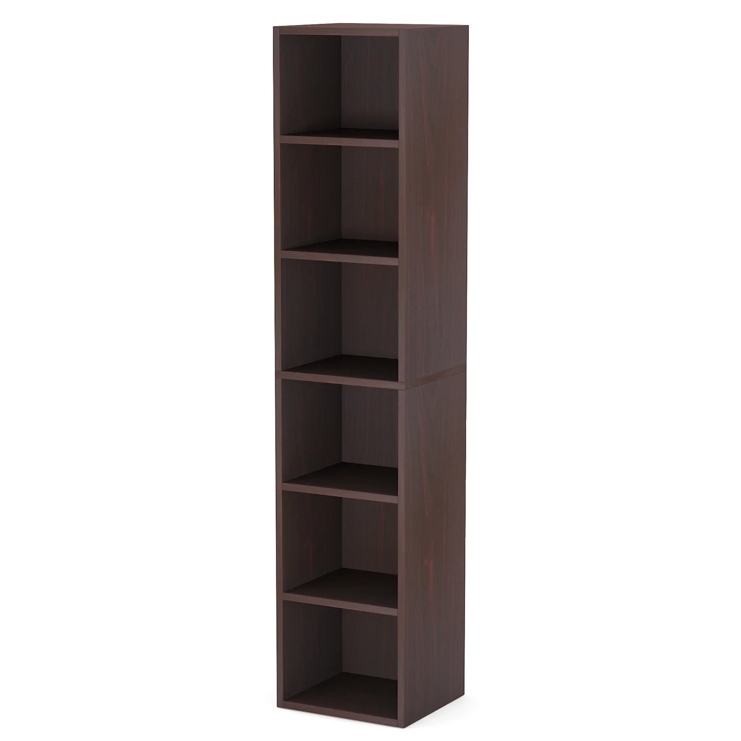 MonoWood 70.9 Inch Tall Narrow Bookcase, Rustic Corner Bookcase with Storage, 6 Tier Cube Display Shelves for Home Office