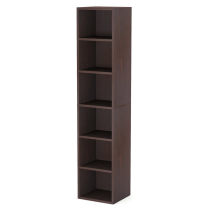 MonoWood 70.9 Inch Tall Narrow Bookcase, Rustic Corner Bookcase with Storage, 6 Tier Cube Display Shelves for Home Office
