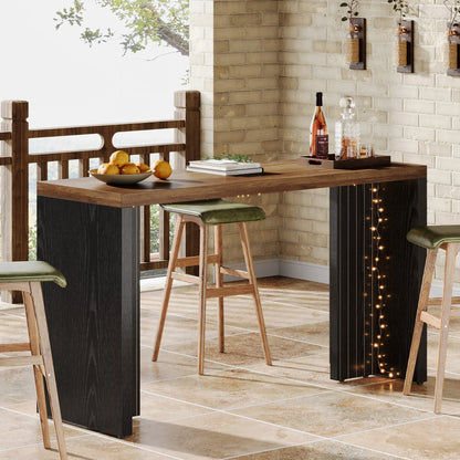 MonoWood Home Bar Unit, 55.12-Inch Bar Table with a Faux Marble Finished Tabletop, Modern Freestanding Mini Bar