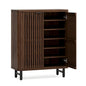MonoWood 6-Tier Shoe Cabinet with Louvered Doors, Large Wooden Shoe Storage Cabinet with Adjustable Shelves