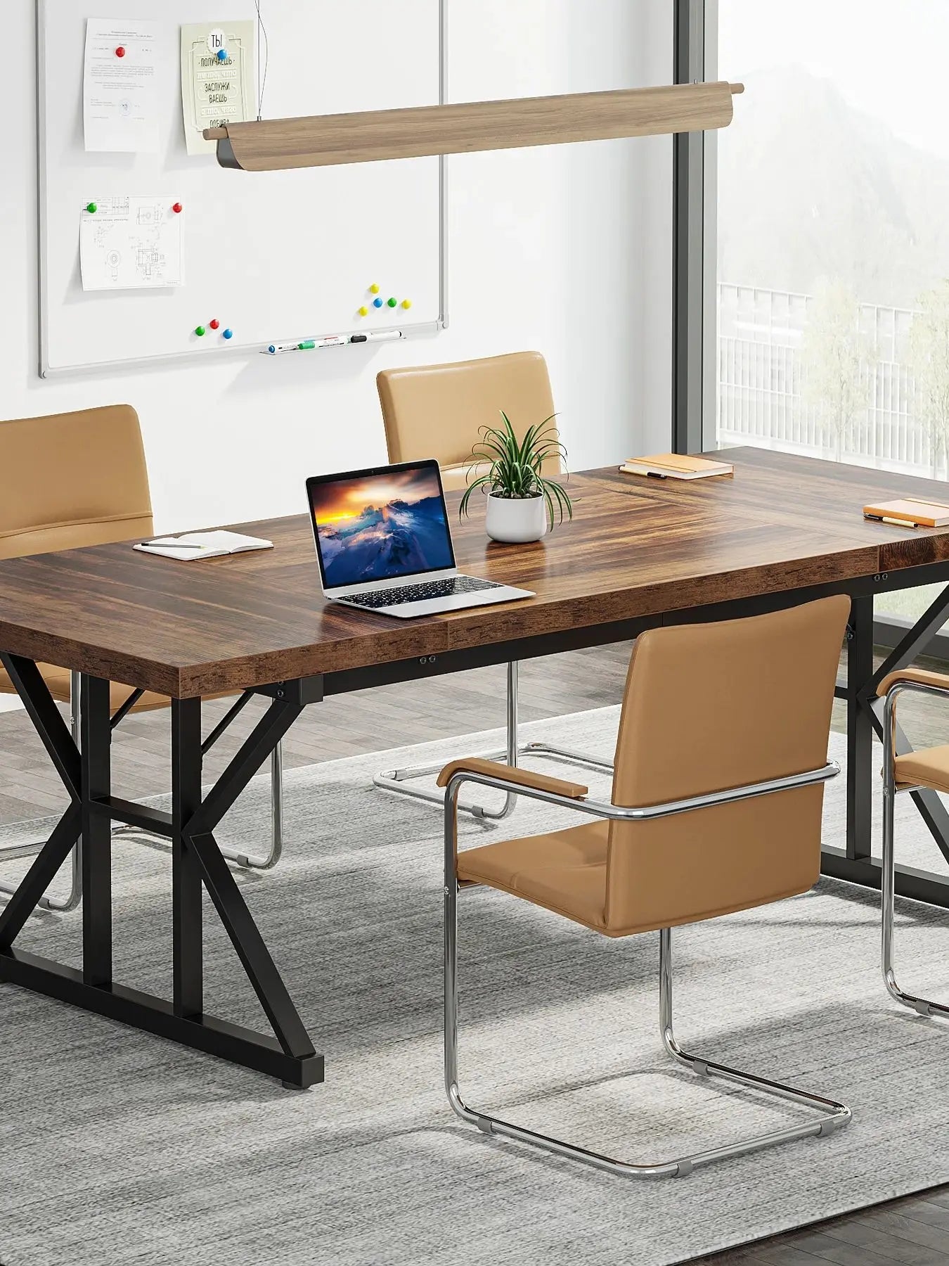 MonoWood 70.8-Inch Executive Desk, Large Computer Office Desk Workstation, Modern Simple Style Laptop Desk Study Writing Table