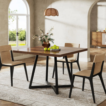 MonoWood Square Dining Table for 4, 31.5" Industrial Dinner Table with Metal Base, Wood Kitchen Table for Dining Room