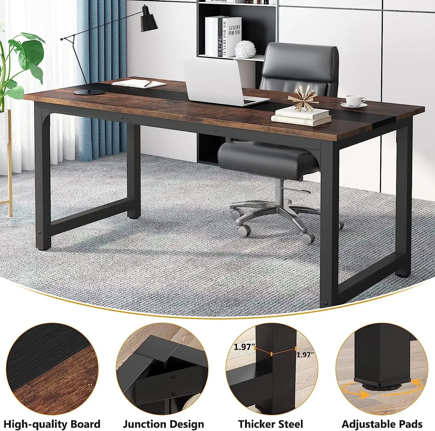 MonoWood Modern Computer Desk Large Office Desk Computer Table Study Writing Desk Workstation for Home Office