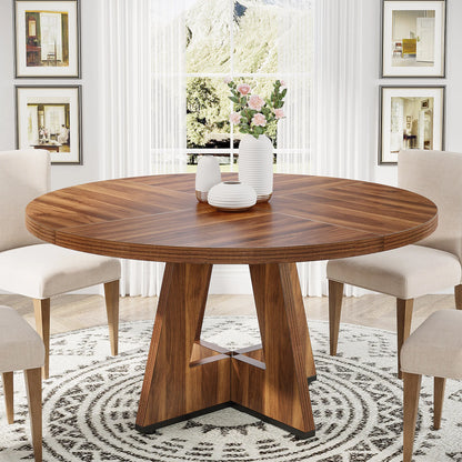 MonoWood Round Dining Table for 4, 47 Inch Farmhouse Kitchen Table Small Dinner Table Kitchen Dinning Table for Dining Room
